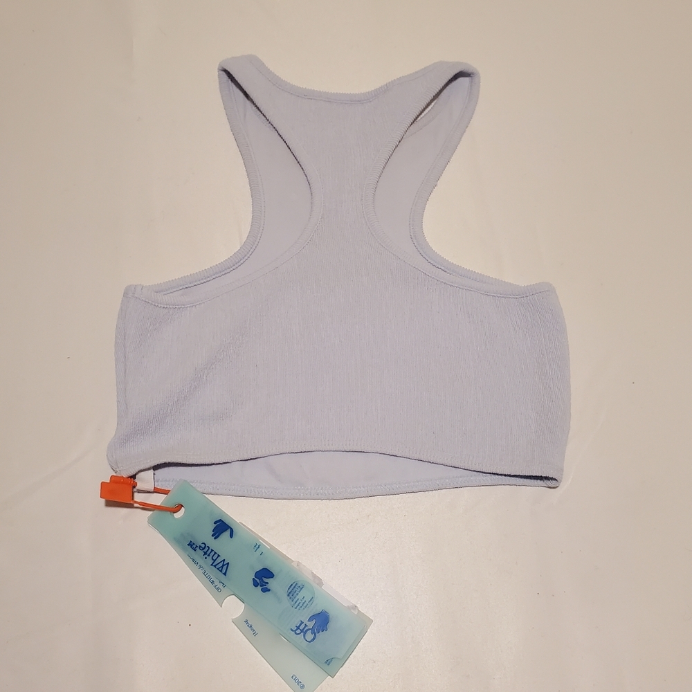 Off-White Ribbed Rowing Cropped Light Blue Top - Picture 6 of 9